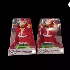 2 The Simpsons Homer Christmas Solar Bobble-Head 5" Tall Bobble Head New in box
